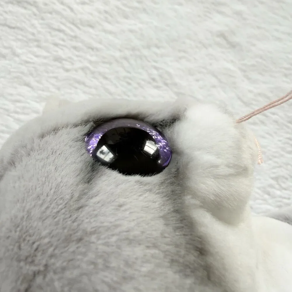 Ty Beanie Bellies Morgan Gray & White Cat Plush Stuffed Animal 6in Purple Eyes